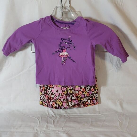 Oshkosh‎ Girl Top and Cherokee Flower Shorts Outfit Size 9 months - Picture 1 of 7